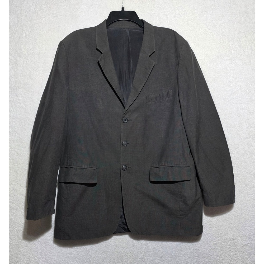 Emile Lafaurie Men's 44R Blazer Jacket Charcoal Grey Cotton Made in France